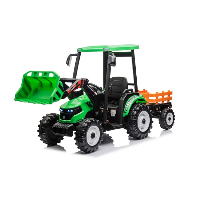 Trator el&eacute;trico infantil 24V com reboque | Carro de brinquedo agr&iacute;cola movido a bateria